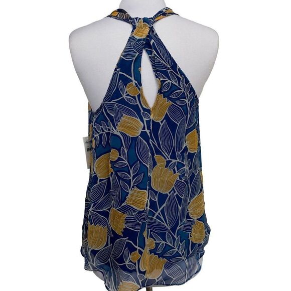 Ella Moss Azul Tulip 100% Silk Racerback Blouse Pullover Lined Top Sz S NEW - Picture 4 of 6